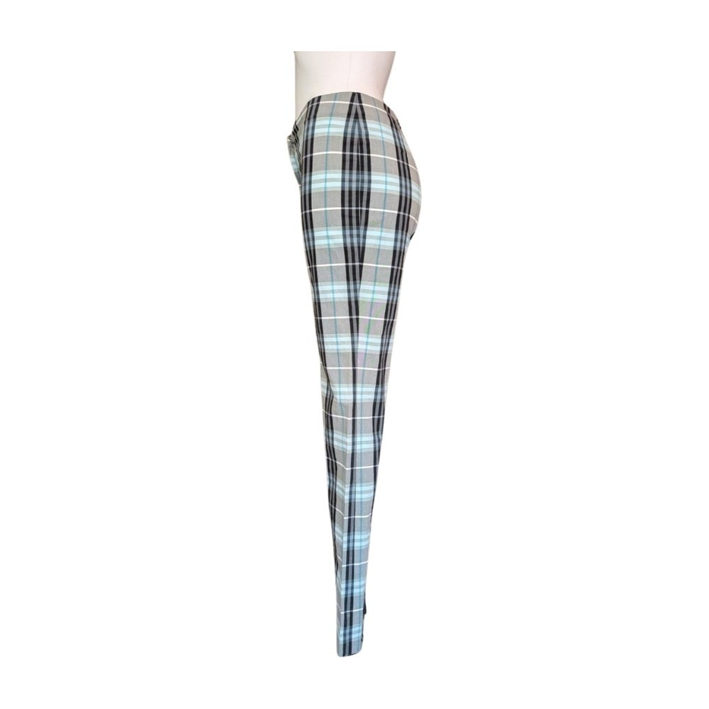 Burberry London Blue/Gray/Black Nova Check‎ Plaid Cotton Pants Size 6 - Picture 4 of 13